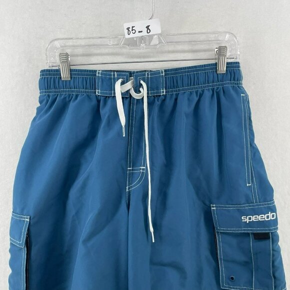 Speedo Marina Volley Shorts Men's Sz M Blue Drawstring Elastic Waist Lined - Picture 6 of 11